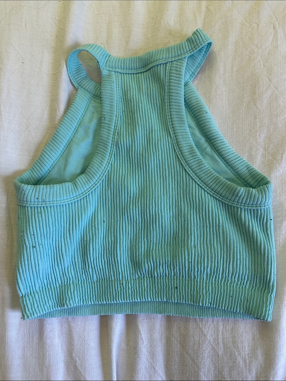 aerie Ribbed Halter Crop Top - Aqua Blue - Picture 3 of 3